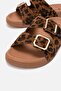 Women's Double Buckle Slippers Taba Leopar - 5