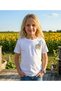 Retro Logo Girls' T-Shirt - White Kids' Tee with Yellow Sunflower