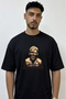 Lion Man Design Printed Oversize Black T-Shirt