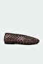 Tayon Knitted Detailed Genuine Leather Women's Bitter Brown Flat Ballerinas