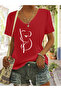 Women's Koala Printed V-Neck Sleeved Regular Fit Comfortable T-Shirt