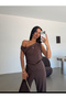Shoulder Detailed, Draped Waist Modal Pique Set - 6