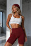 Women's Tile High Waist Soft Textured Gathering Premium Short Leggings - 3