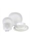 12 Piece Dinner Plate Set of 4,Lightweight Square Opal Glass White Dinnerware Plates, Dishwasher and Microwave Safe
