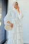Premium Design Layered Guipure Imported Tulle Dress – White - 3