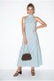 Women's Blue Polka Dot Halter Neck Halter Hem Ruffle Long Dress 382 60286388 - 2