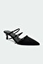 Lunax Buckle Women's Black Heeled Slippers - 3