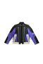 Miami - Genuine Leather Unisex Kids Blue Black Blocky Biker Motorcycle Jacket - 3