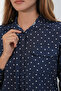 Women's Single Pocket Polka Dot Oversize Shirt 1539 - Navy Blue - 5
