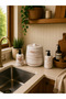 Decorative Bohemian Style 3-Piece Marble Pattern Kitchen Set Countertop Trash Can Liquid Soap Dispenser Detergent Dispenser Set Hand and Dish Soap Dispenser Set - 3