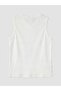 Lcw Kids White Crew Neck Ribbed Girls' Undershirt - 3