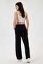 Women's Black Regular Fit Waist-Corseted Tubular Leg Lycra Stretchy Pants - 3