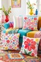 Pastel Drawing Flowers Patterned 4-Piece Throw Pillow Cover Set