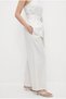 Striped Straight Women's Canvas Trousers Pnt01995 Ecru - 3