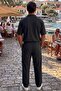 طقم قميص ماركوس صيفي أسود بأكمام قصيرة وبنطلون ماركوس للرجال - 3