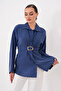 Modal Woven Shirt with Back Belt Fastening and Front Buckle Detail - 7