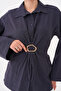 Modal Woven Shirt with Back Belt Fastening and Front Buckle Detail - 8