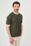 Textured Slim Fit Crew Neck Short Sleeve Men's T-Shirt Khaki - 36886.26Y - 4