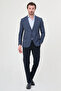 Plaid Slim Fit Mono Collar Men's Jacket Navy Blue - 41497.26Y - 7