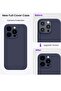 iPhone 15 Pro Max Shockproof Liquid Silicone Case with 2 Screen Protectors - Navy Blue - 3