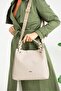 Women's Hand and Shoulder Bag Monogram Printed Double Handle Adjustable Strap Gray Stone