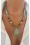 Natural Stone 10 mm Variegated Mediterranean Quartz Gold-Plated Women's Necklace in Special Gift Box - 4
