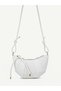 Women's Croissant Model Shoulder and Crossbody Bag with Rope Pendant Detail