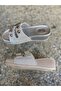Grey Outer Material, Shiny Leather, Buckle Children's Slippers - 2