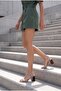 Women's Blunt Toe Wood Patterned Heel Ankle Strap Classic Heeled Sandals Sirena Beige Suede - 4