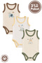 Unisex 100% Organic Cotton Elephant Printed 3-6-9-12 Months 3-Piece Sleeveless Baby Bodysuit