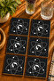 Godzilla Silhouette in the Atom Circle Modern Set of 6 Coasters - Uv Printing Mdf - 10X10 cm