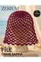 Handmade Women's Knitted Bohemian Hat Beach Club Style Star and Leaf Figured Glittery Burgundy - 8