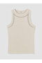 Gray Crew Neck Stoned Women's Tank Top - 7
