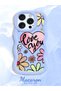 iPhone 14 Pro Max Compatible Case Camera Protector Blue Silicone Couple Phone Case Floral Pattern - 2