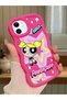 iPhone 12 Compatible Case Camera Protector Red Silicone Couple Phone Case Powerpuff Pattern