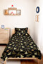 Christmas Pine Tree Black Young Room Single Pique Set - Starry Gold 160X220 cm Bedspread - 5