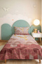 Geometric Powder Young Room Single Pique Set - Modern Gold 160X220 cm Quilted Bedspread - 2