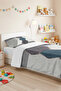 Blue Geometric Modern Young Room Single Pique Set - Gray Quilted 160X220 cm Bedspread - 4