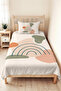 Boho Rainbow Green Young Room Single Pique Set-Pastel Salmon 160X220Cm Quilted Bedspread - 6