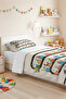 Tren Letters Children's Room Single Pique Set-Pastel Orange Blue 160X220Cm Quilted Bedspread - 5