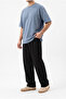 Men's Pleated Detailed Fabric Baggy Trousers Black - 3