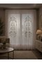 Classic Embroidered Greek Tulle Curtain Ecru (Measurements Width X Length) - 4