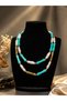 Turquoise Pearl Bohemian Double Necklace Non-Tarnish Summer Season Bikini Necklace Combination Necklace - 3
