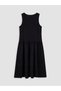 Lcw Vision Black V-Neck Textured Pleated Dress - 7