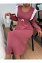 Burgundy Long Sleeve Nightdress with Lace Trim