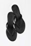 Women's Rivela Black Leather Flip-Flop Heeled Slippers - 3