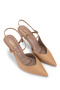 Women's Genuine Leather Beige Heeled Shoes - 2