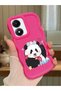 Vivo Y02S Compatible Case Camera Protector Red Silicone Couple Phone Case Panda Pattern