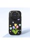 Vivo X300 Compatible Case Camera Protector Black Silicone Couple Phone Case with Floral Pattern