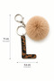 Leopard Patterned Leather Letter Keychain Charm with Pompom Bag Ornament Accessory with Hook Stylish Design for Women - 6